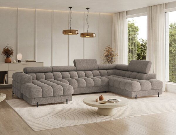 Sedací souprava s úložným prostorem do U ELISA - tmavě béžová, pravé provedení