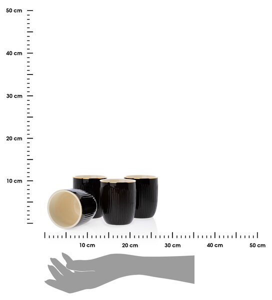 Keramický pohár se lžičkou Kendi Black 300 ml sada 4ks