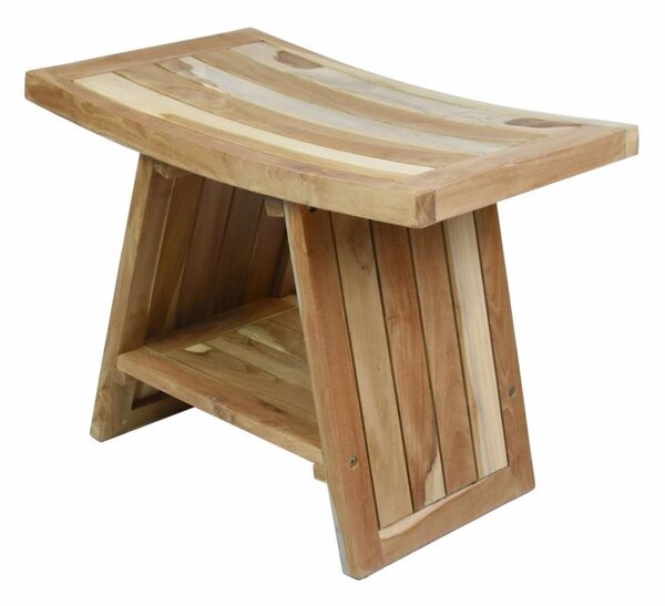 Stolička DIVERO, masivní neošetřený teak, 60 x 35 x 45 cm