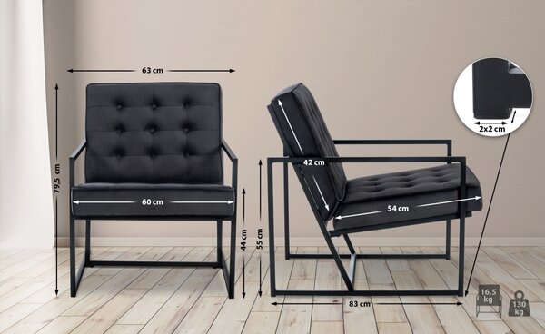 Křeslo Avon lounger - samet - Šedá