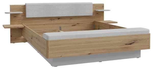 POSTEL S NOČNÍMI STOLKY, 180/200 cm, šedá, dub artisan Ti'me - Postele s nočními stolky