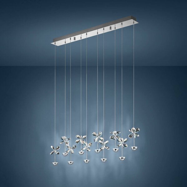 Stars of Light EGLO LED závěsné svítidlo Pianopoli, chrom, délka 87 cm, stmívatelný, Chrom / stříbro, Obývací pokoj / jídelna, Nerezová ocel, Design