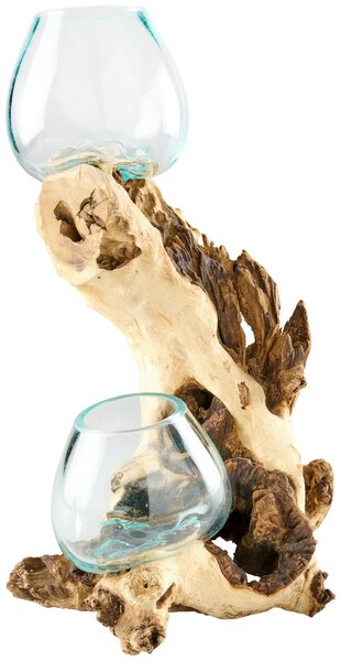 VÁZA, dřevo, sklo, 40 cm Ambia Home - Skleněné vázy