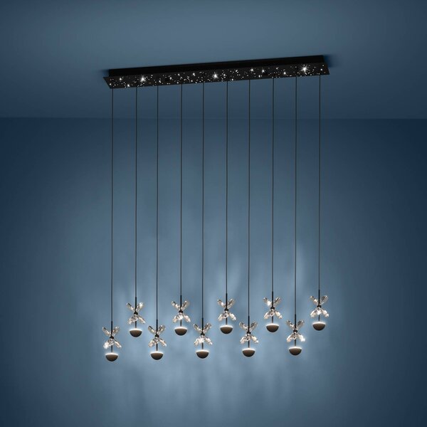 Stars of Light EGLO závěsné světlo Pianopoli černá délka 87 cm, stmívatelný, Černá, Obývací pokoj / jídelna, kov, Design