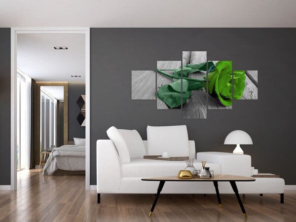Obraz - Zelená růže (125x70 cm)