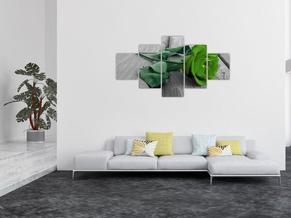 Obraz - Zelená růže (125x70 cm)