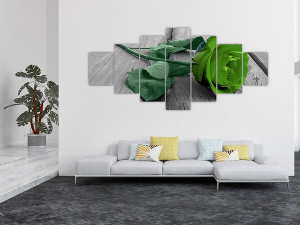 Obraz - Zelená růže (210x100 cm)