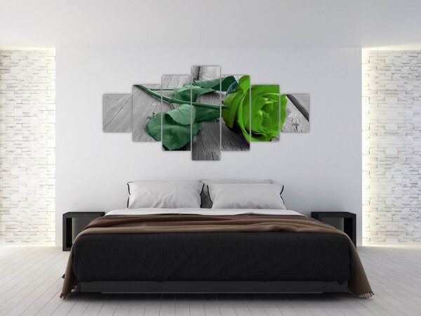 Obraz - Zelená růže (210x100 cm)