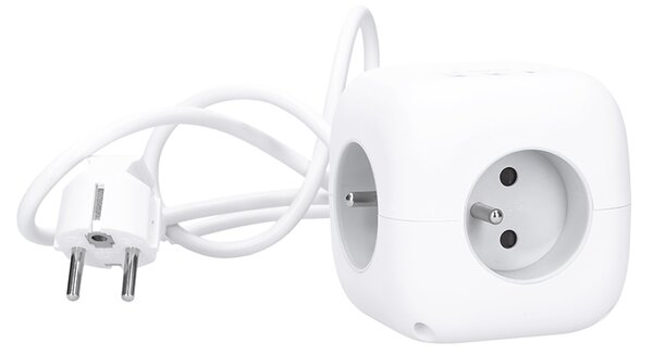 SOLIGHT Prodlužovací přívod - kostka 3z + USB A+C , kabel 2m, 3 x 1mm2, bílý, vypínač