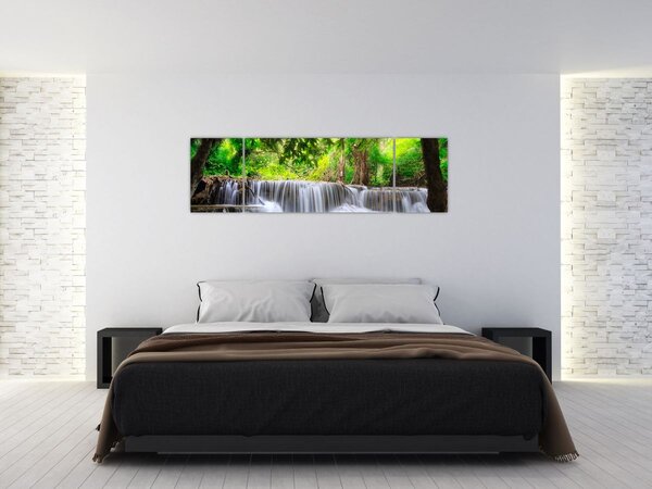 Obraz - Vodopád, modrý (170x50 cm)