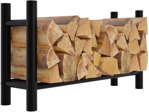 Stojan na dřevo Medya round - 30x100x60 cm, kov černý
