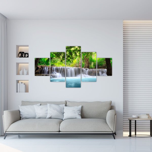 Obraz - Vodopád, modrý (125x70 cm)