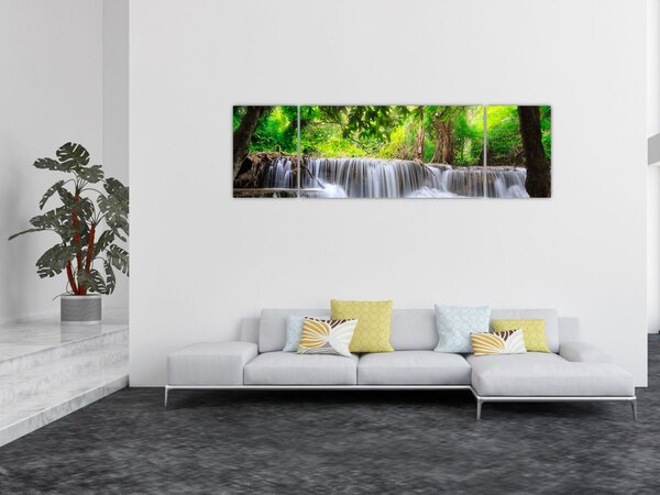 Obraz - Vodopád, modrý (170x50 cm)