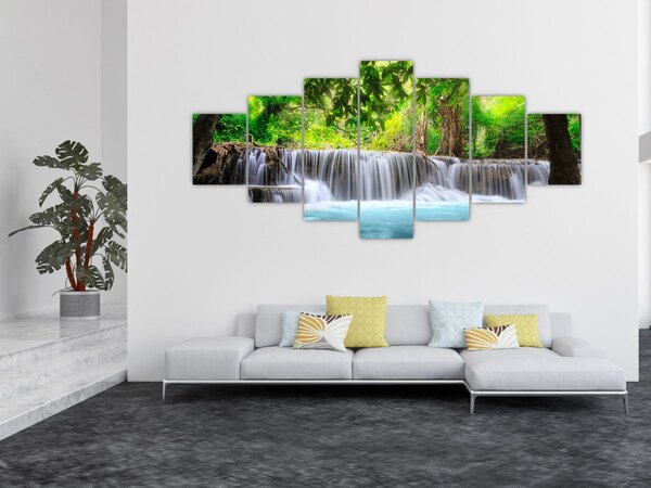 Obraz - Vodopád, modrý (210x100 cm)