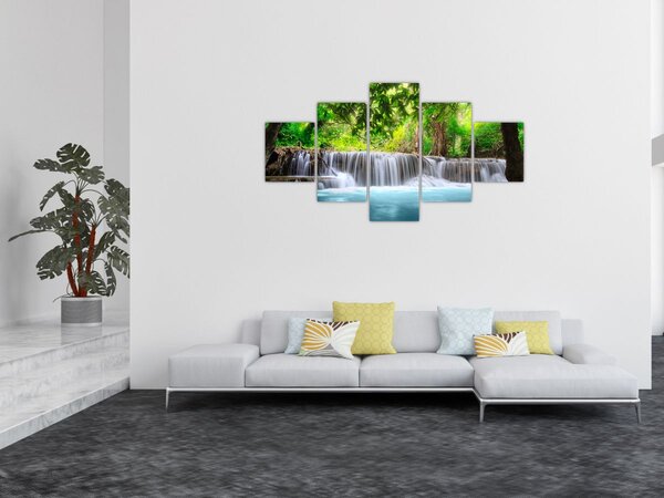 Obraz - Vodopád, modrý (125x70 cm)