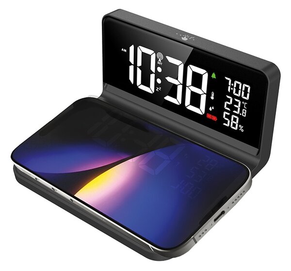 SOLIGHT Hodiny s Qi bezdrátovým nabíjením