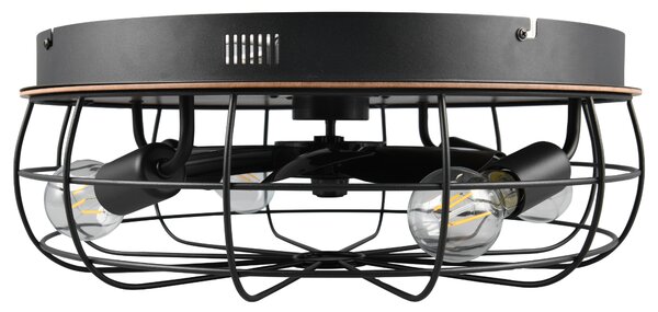 Stropní svítidlo s ventilátorem TRONDHEIM světlé dřevo/černý kov