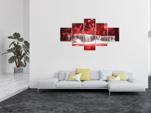 Obraz - Vodopád, červený (125x70 cm)