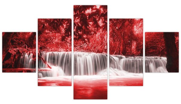 Obraz - Vodopád, červený (125x70 cm)