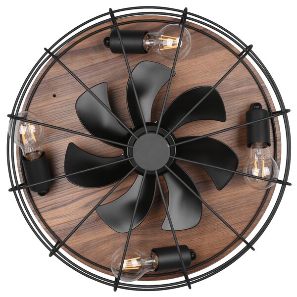 Stropní svítidlo s ventilátorem TRONDHEIM světlé dřevo/černý kov