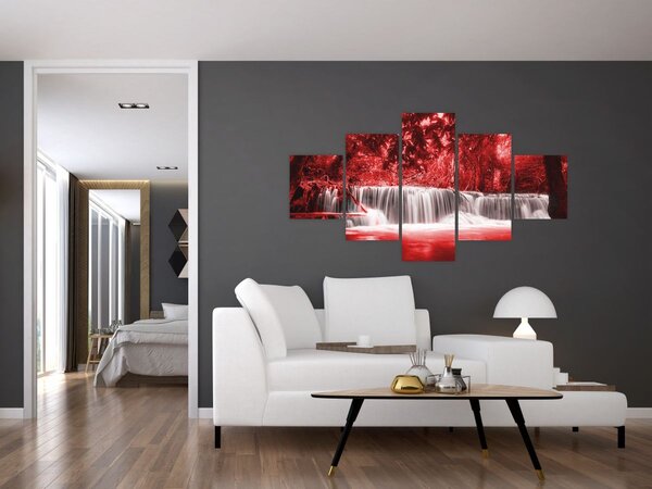 Obraz - Vodopád, červený (125x70 cm)