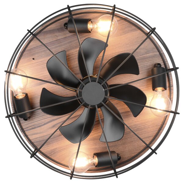 Stropní svítidlo s ventilátorem TRONDHEIM světlé dřevo/černý kov