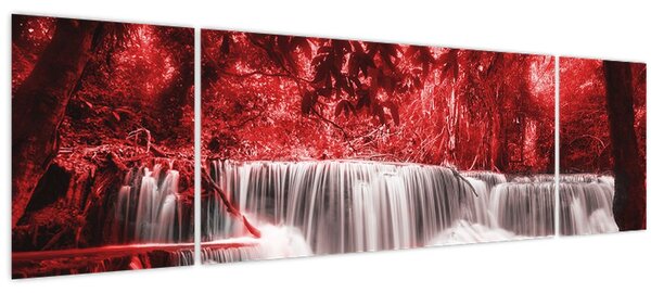 Obraz - Vodopád, červený (170x50 cm)