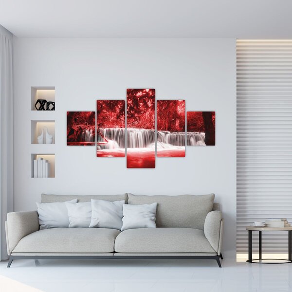 Obraz - Vodopád, červený (125x70 cm)