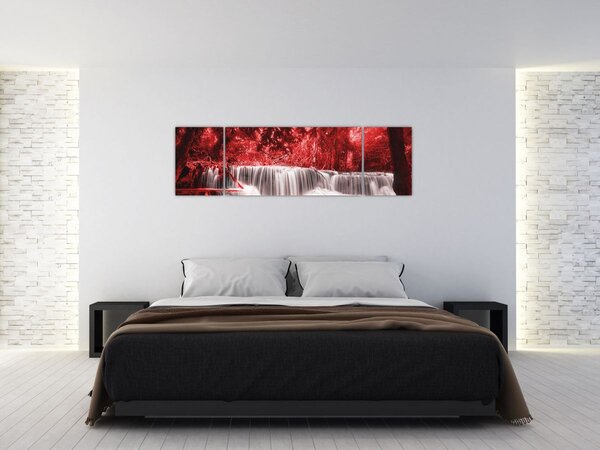 Obraz - Vodopád, červený (170x50 cm)