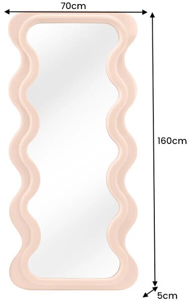Nástěnné zrcadlo CURVY 160 CM meruňkové Zrcadla | Hranatá