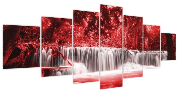 Obraz - Vodopád, červený (210x100 cm)