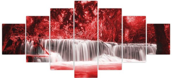 Obraz - Vodopád, červený (210x100 cm)