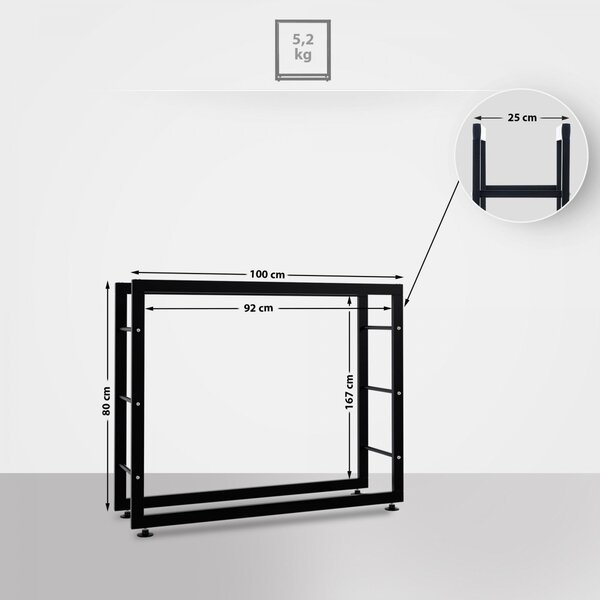 Stojan na dřevo Keri V2 25x100x80, černá