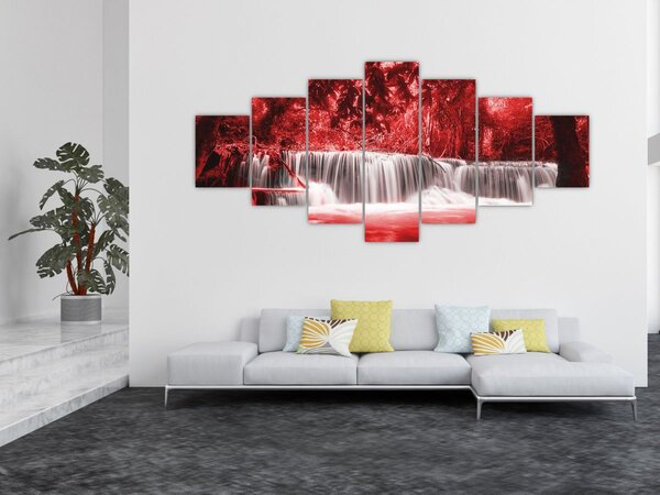Obraz - Vodopád, červený (210x100 cm)