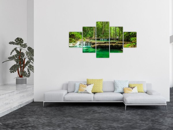 Obraz - Zelený vodopád (125x70 cm)