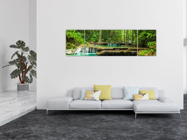 Obraz - Zelený vodopád (170x50 cm)
