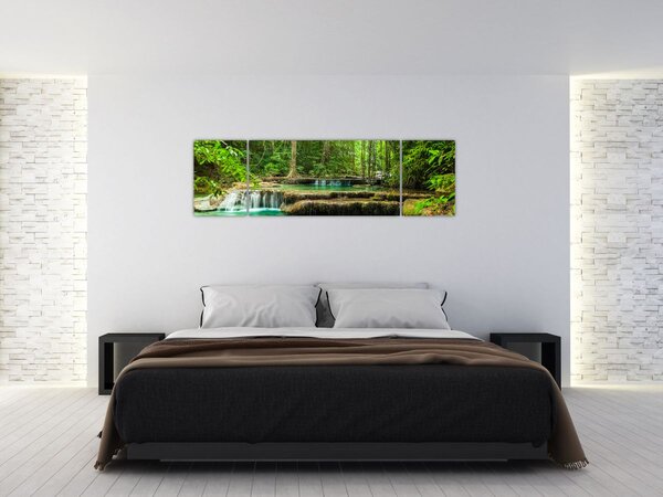 Obraz - Zelený vodopád (170x50 cm)