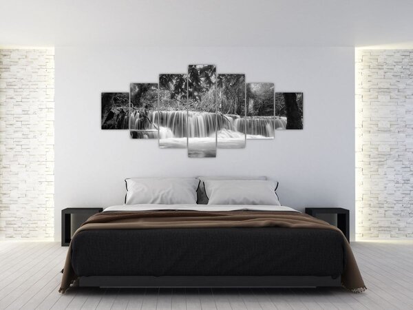 Obraz - Černobílý vodopád (210x100 cm)