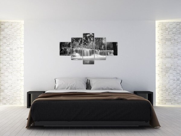 Obraz - Černobílý vodopád (125x70 cm)