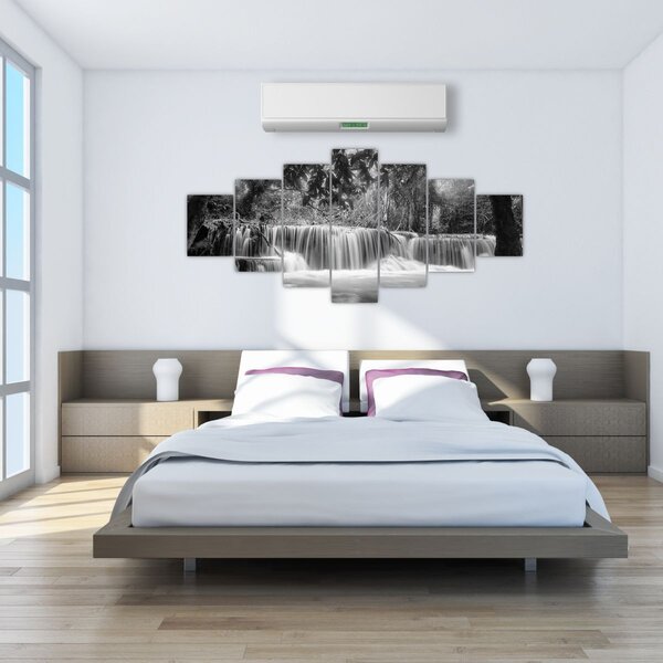 Obraz - Černobílý vodopád (210x100 cm)