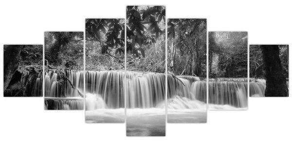 Obraz - Černobílý vodopád (210x100 cm)