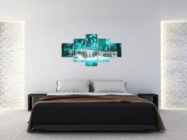 Obraz - Modrý vodopád (125x70 cm)