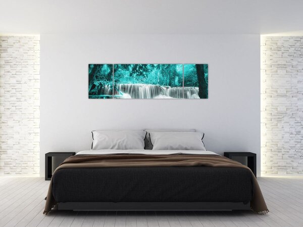 Obraz - Modrý vodopád (170x50 cm)