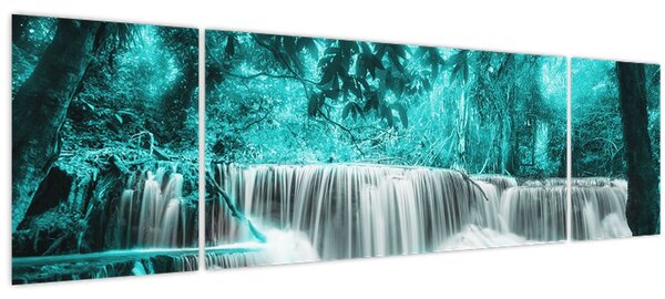 Obraz - Modrý vodopád (170x50 cm)