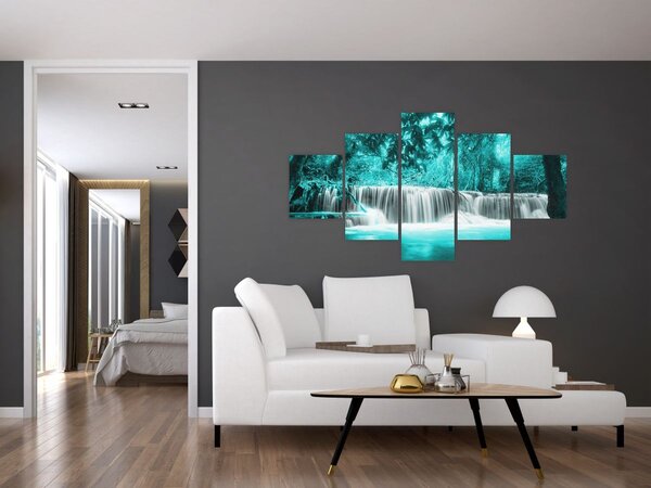 Obraz - Modrý vodopád (125x70 cm)