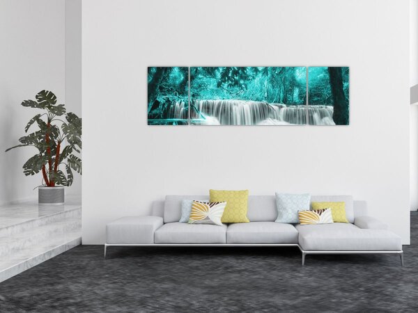 Obraz - Modrý vodopád (170x50 cm)