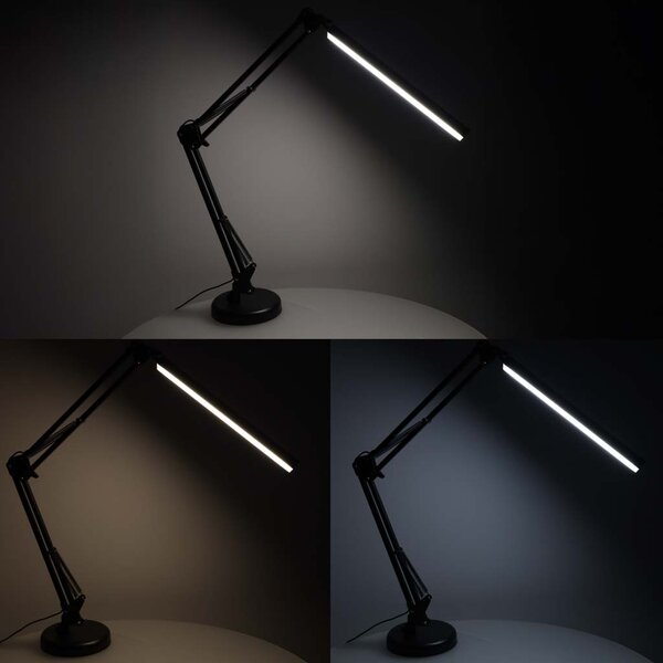 LED stolní lampa USB s otočným ramenem a 2 způsoby uchycení