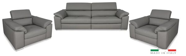 Moderní kožená sedací souprava LOREN II 3+1+1, bílá (madras - 122 white)