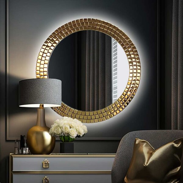 GieraDesign Zrcadlo Aurora gold LED Rozměr: Ø 60 cm