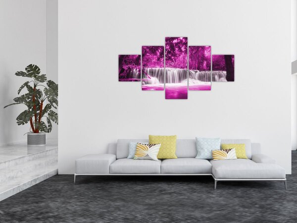 Obraz - Vodopád, fialový (125x70 cm)